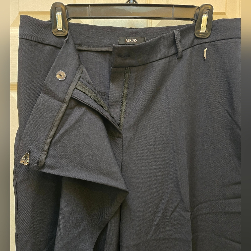 NWT Micas Asymmetrical Elegant Black Wide-Leg Pants, Large - Picture 6 of 12